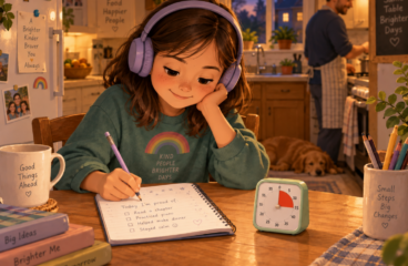 Learn French at home: a child practising 15 minutes a day